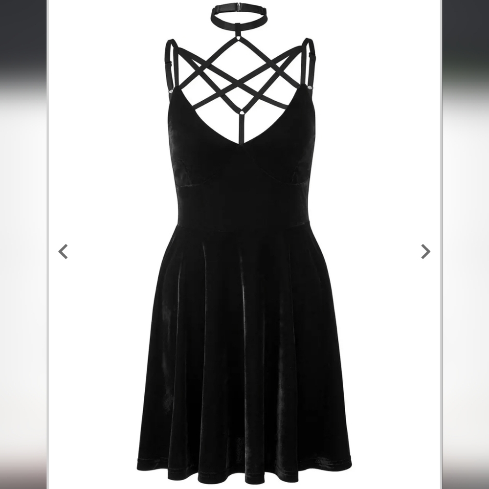 Killstar Black Velvet Backless Dress